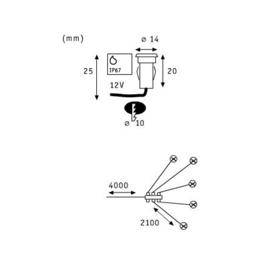 Paulmann 98892 - Set za proširenje 5x LED/0,16W IP67 spoljno ugradno svetlo MICRO 12V
