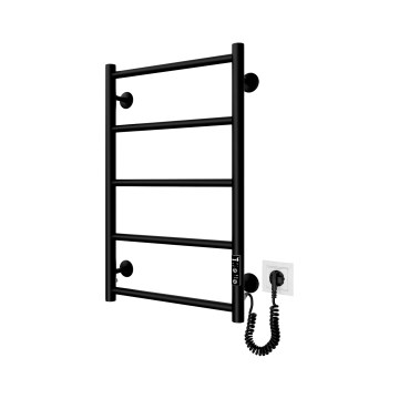 Peškirni ljestvasti radijator za kupatilo CLASSIC 65W/230V, 65x43 cm, nerđajući čelik/crna, desna