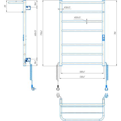 Peškirni radijator za kupatilo HOME 95W/230V 77x53 cm inox/hrom desni