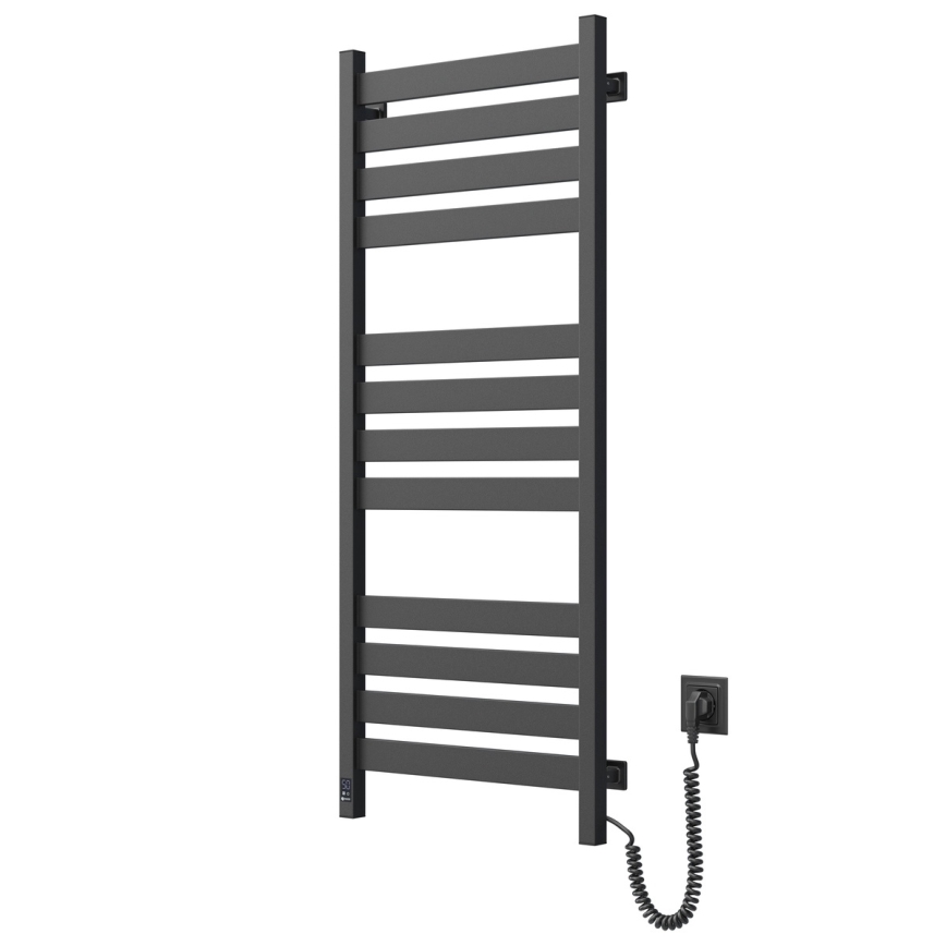 Peškirni radijator za kupatilo sa termostatom LARGO 256W 120x50 cm crna desna