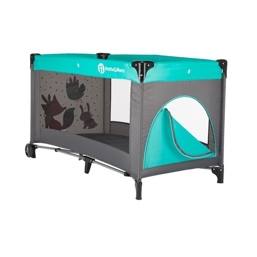 PETITE&MARS - Dečiji putni krevetić KOOT-FOX tirkizni