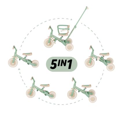 PETITE&MARS - Dečiji tricikl 5 u 1 TURBO LIMITED Green Twist