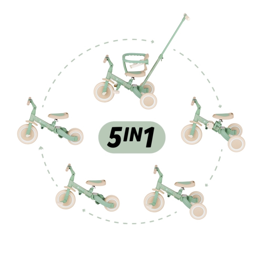 PETITE&MARS - Dečiji tricikl 5 u 1 TURBO LIMITED Green Twist