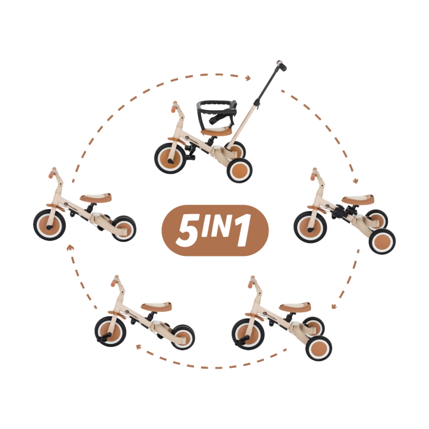 PETITE&MARS - Dečiji tricikl 5u1 TURBO Desert Sand