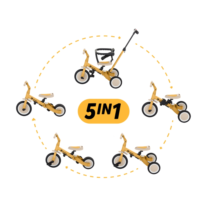 PETITE&MARS - Dečiji tricikl 5u1 TURBO Intense Oker