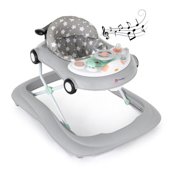 PETITE&MARS - Hodalica CABRIO za bebe sa melodijom, siva