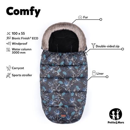 PETITE&MARS - SET Dečiji fusak 4u1 COMFY + rukavice za kolica FURRY Pastelna breskva