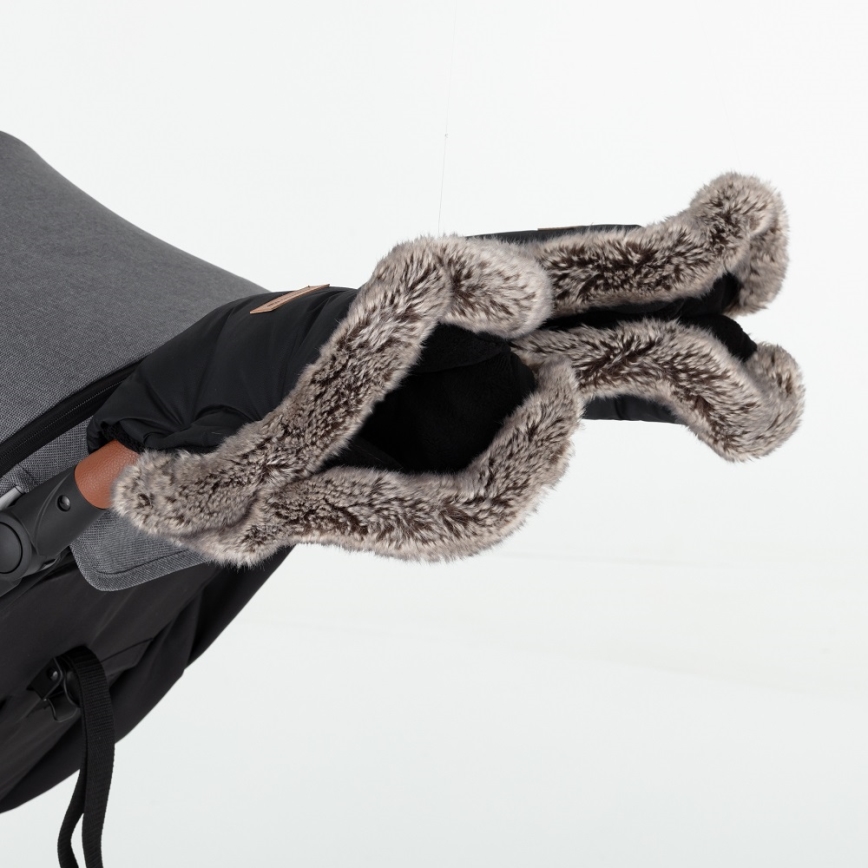 PETITE&MARS - Rukavice za kolica FURRY Forever Black