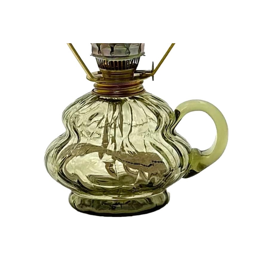 Petrolejska lampa ANNA 33 cm, šumsko zelena, velika, krakelirana