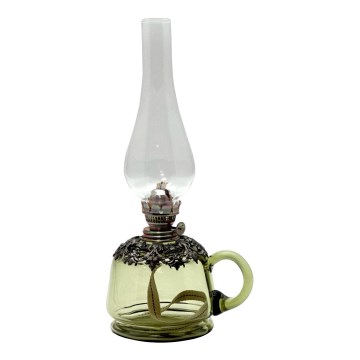 Petrolejska lampa LUCIE, 35 cm, šumsko zelena, ukrašena kalajem