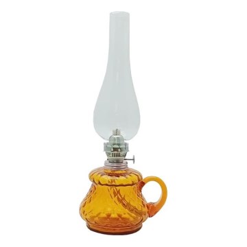 Petrolejska lampa TEREZA 34 cm jantar karo