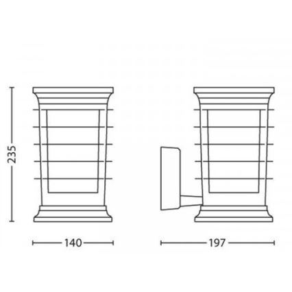 Philips 15280/54/PN - LED spoljašnja zidna svetiljka MyGarden PATIO 1xE27/60W/230V IP44