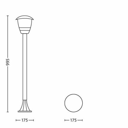 Philips 15383/30/16 - Spoljna lampa MYGARDEN CREEK 1xE27/60W/230V crna IP44