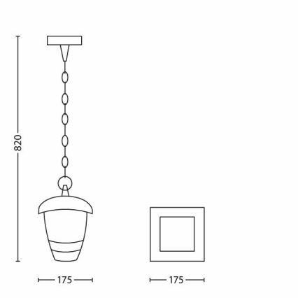 Philips - Spoljašnja viseća lampa 1xE27/60W/230V crna IP44