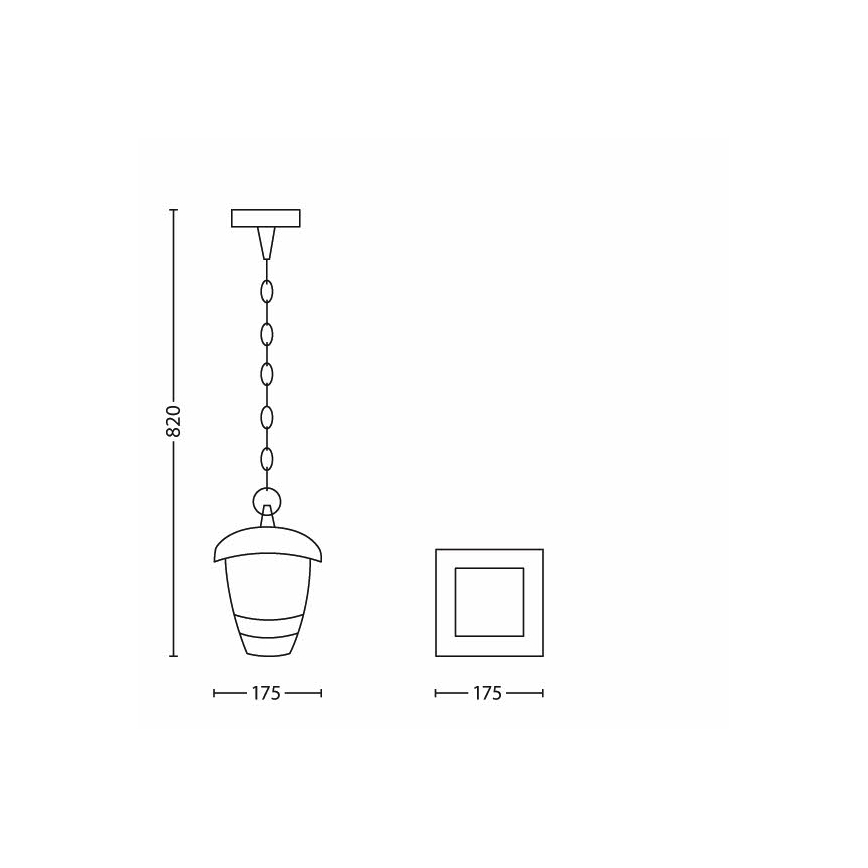 Philips - Spoljašnja viseća lampa 1xE27/60W/230V crna IP44