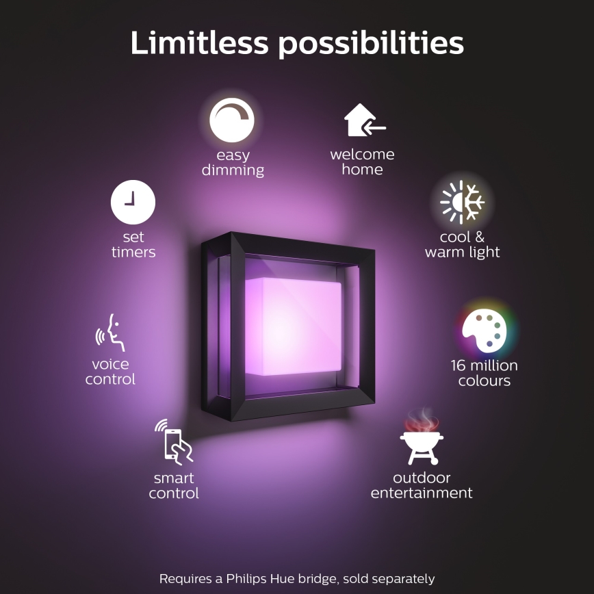 Philips - LED RGBW prigušiva spoljašnja zidna lampa Hue ECONIC LED/15W/230V 2000-6500K IP44