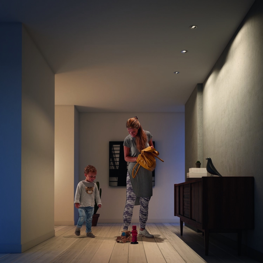 Philips - SET 3x LED RGBW prigušiva ugradna svetiljka 1xGU10/4,8W/230V sjajni hrom + daljinski upravljač