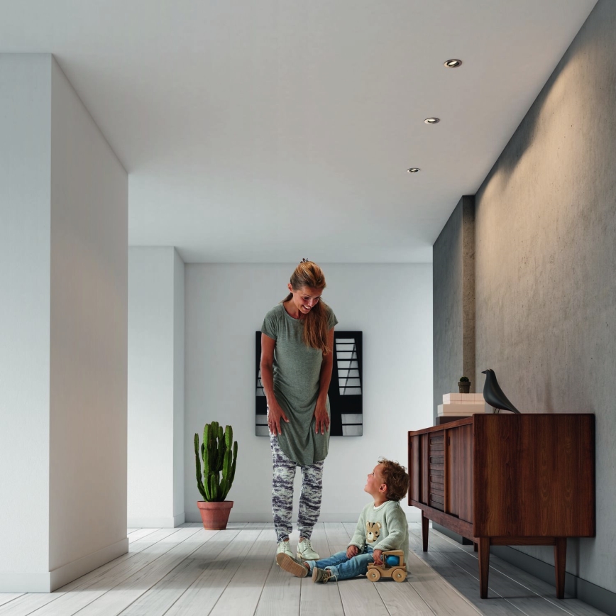 Philips - SET 3x LED RGBW prigušiva ugradna plafonska svetiljka 1xGU10/4,8W/230V mat hrom + daljinski upravljač