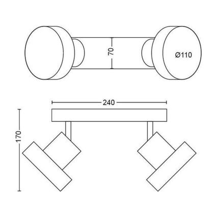 Philips 50602/30/P0 - LED prigušiva spot svetiljka BUKKO 2xLED/4,5W/230V