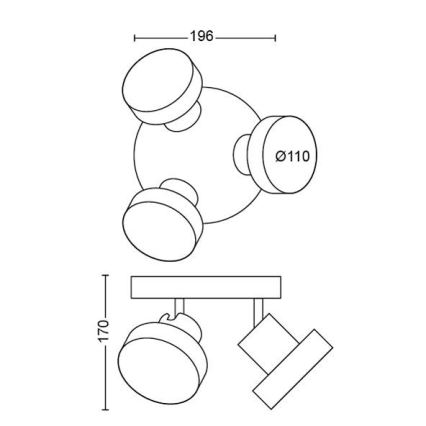 Philips 50603/30/P0 - LED prigušiva spot svetiljka BUKKO 3xLED/4,3W/230V
