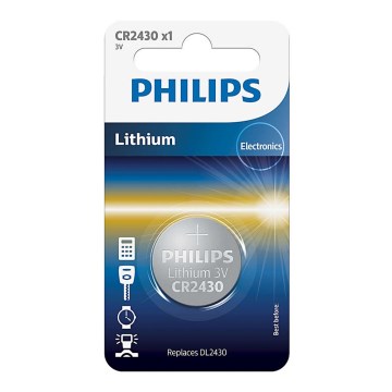 Philips CR2430/00B - Dugmićasta litijumska baterija CR2430 MINICELLS, 3 V, 300 mAh