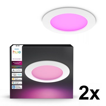 Philips - Komplet 2x LED RGBW prigušiva ugradna plafonska svetla za kupatilo Hue SLIM LED/12W/230V 2000-6500K bela IP44