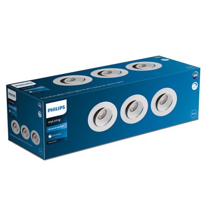 Philips - KOMPLET 3x LED prigušiva ugradna svetiljka za kupatilo ABROSA LED/9W/230V IP44