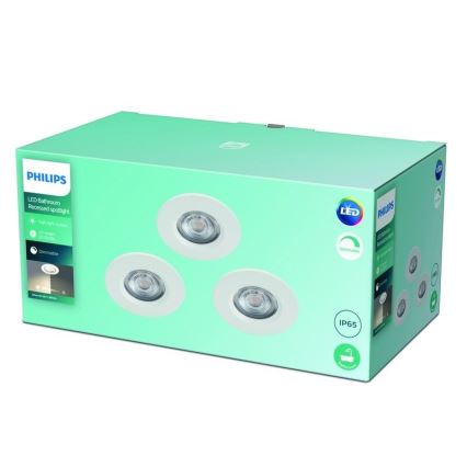 Philips - KOMPLET 3x LED prigušiva kupatilska svetla LED/5W/230V 2700K IP65