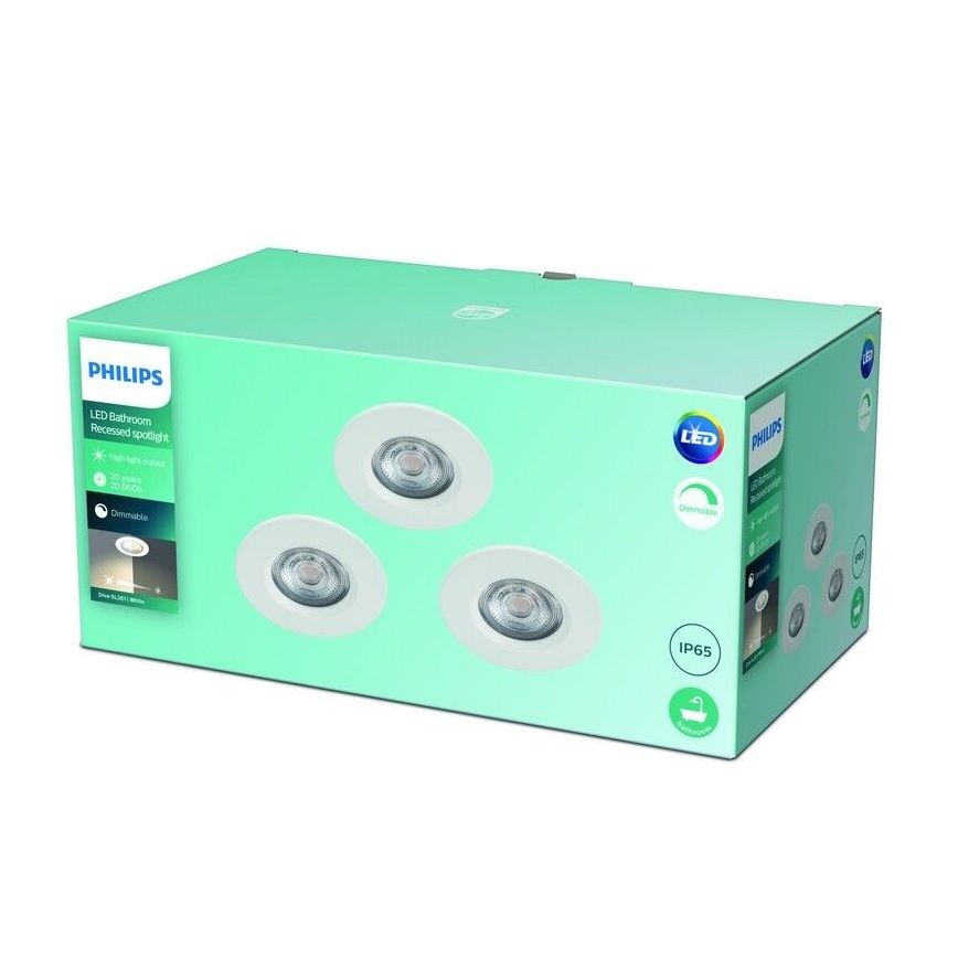 Philips - KOMPLET 3x LED prigušiva kupatilska svetla LED/5W/230V 2700K IP65