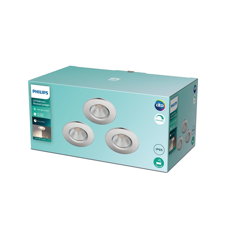 Philips - Komplet 3x LED prigušiva svetla za kupatilo DIVE LED/5,5W/230V IP65