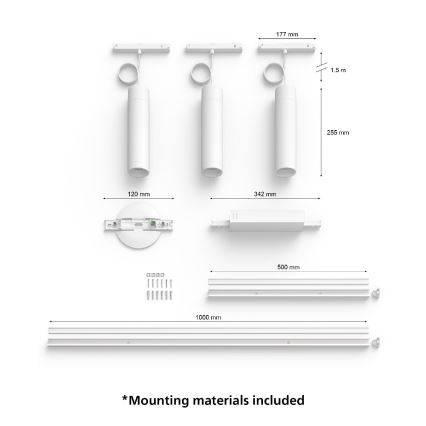 Philips - KOMPLET 3x LED RGB prigušiva luster na sajli za šinski sistem Hue PERIFO LED RGB/15,6W/230V 2000-6500K