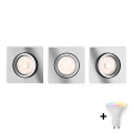 Philips - KOMPLET 3x LED RGBW prigušiva ugradna svetiljka DONEGAL 1xGU10/4,8W/230V + daljinski upravljač