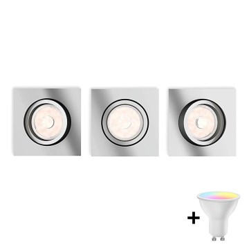 Philips - KOMPLET 3x LED RGBW prigušiva ugradna svetiljka DONEGAL 1xGU10/4,8W/230V + daljinski upravljač