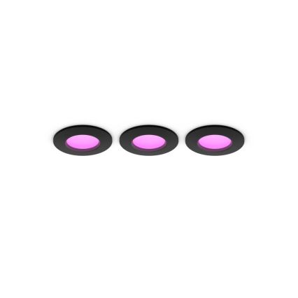 Philips - Komplet od 3 LED RGBW prigušiva ugradna stropna svetla Hue SLIM LED/8,3W/230V 1000-20000K crna P44