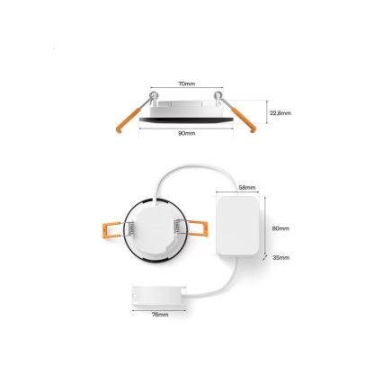 Philips - Komplet od 3 LED RGBW prigušiva ugradna stropna svetla Hue SLIM LED/8,3W/230V 1000-20000K crna P44