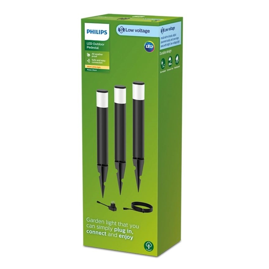 Philips - Komplet 3x LED spoljna svetiljka PUREX LED/1,5W/24/230V IP44