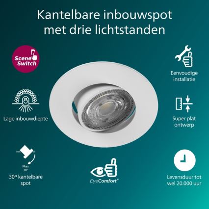Philips - SET 3x LED prigušiva ugradna svetiljka CILANTRO LED/5W/230V 2700K bela