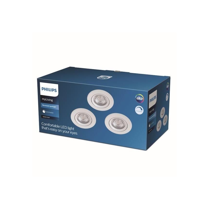 Philips - Komplet 3x prigušiva ugradna stropna LED svetiljka LED/5W/230V 2700K