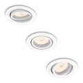 Philips - KOMPLET 3x ugradna plafonska svetiljka PERIDOT 1xGU10/7W/230V bela