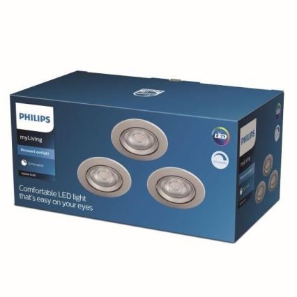 Philips - Set od 3 LED prigušiva ugradna svetla LED/5W/230V 2700K