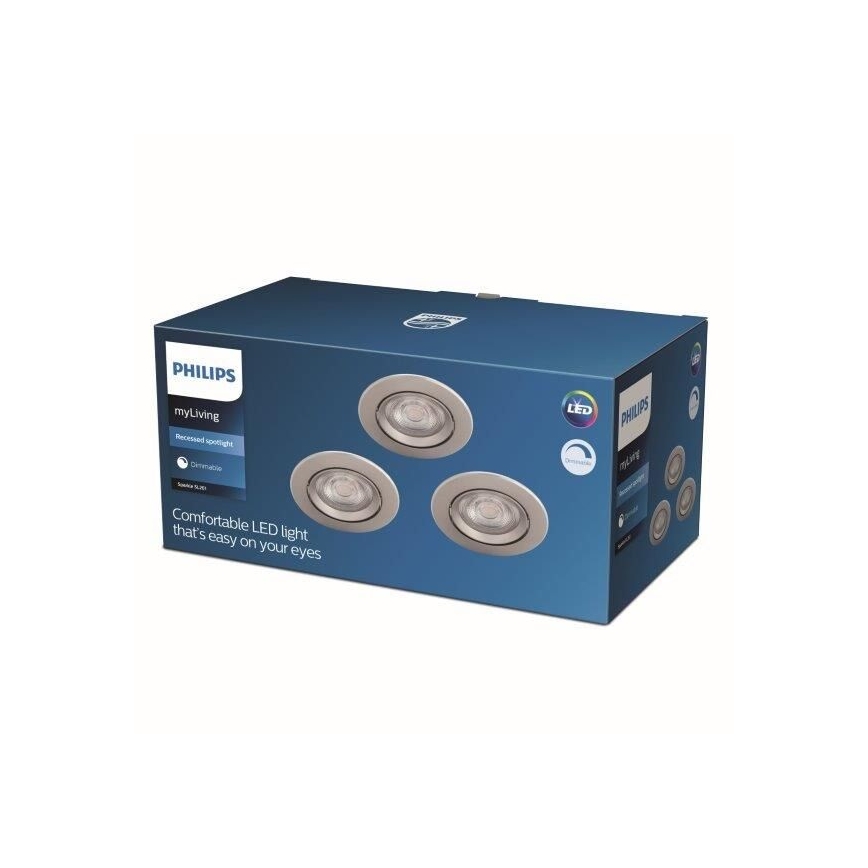 Philips - Set od 3 LED prigušiva ugradna svetla LED/5W/230V 2700K
