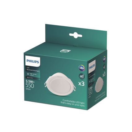 Philips - Komplet od 3 LED ugradna svetla MESON LED/5,5W/230V 4000K