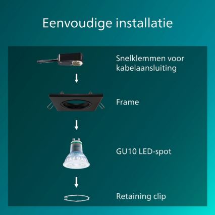 Philips - Komplet od 3 ugradna plafonska svetla PERIDOT 1xGU10/7W/230V, crna