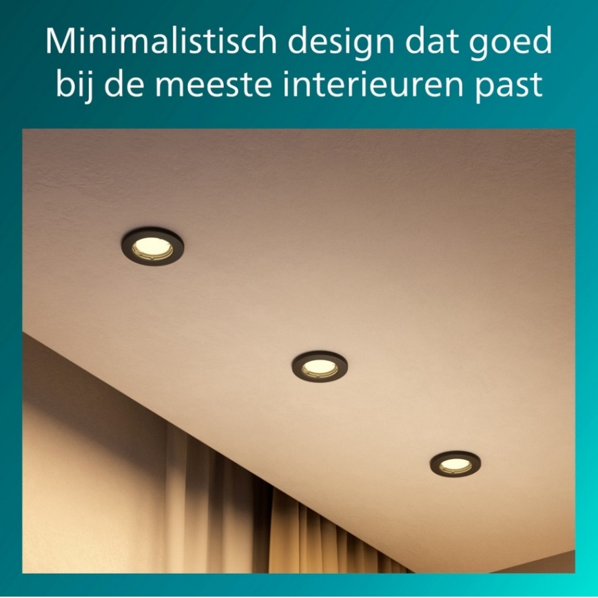 Philips - Komplet od 3 ugradnih plafonskih svetiljki PERIDOT 1xGU10/7W/230V, crne
