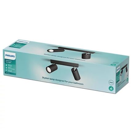 Philips - Kupatilska spot svetiljka IDRIS 2xGU10/5W/230V IP44 crna