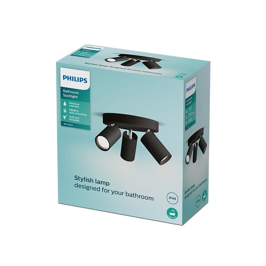 Philips - Kupatilsko spot svetlo IDRIS 3xGU10/5W/230V IP44 crna