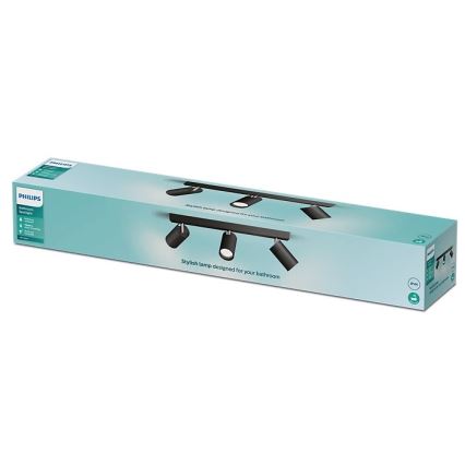 Philips - Kupatilsko spot svetlo IDRIS 3xGU10/5W/230V IP44 crno
