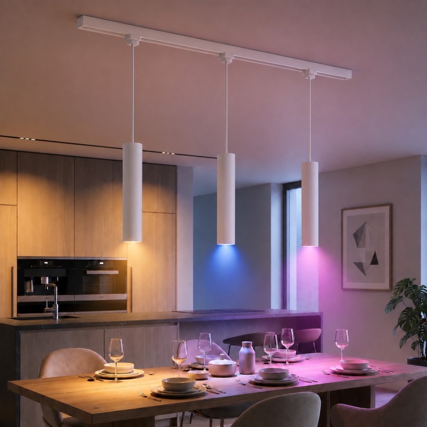 Philips - LED RGBW prigušiva viseća svetiljka na sajli u šinskom sistemu EASYLINK HUE 3xGU10/4,7W/230V 2200-6500K 1m bela