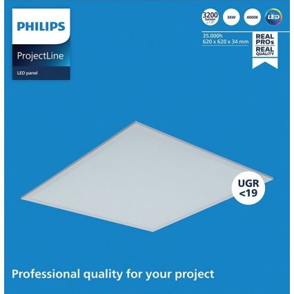 Philips - LED panel za spušteni plafon PROJECTLINE LED/36W/230V 62x62 cm