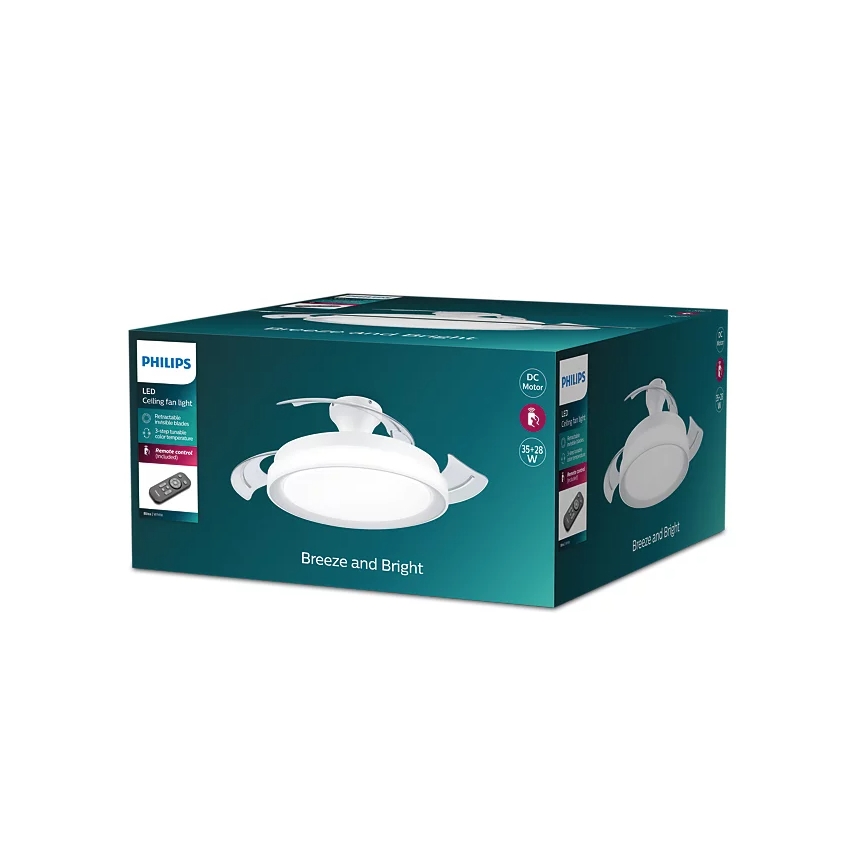 Philips - LED plafonsko svetlo sa ventilatorom BLISS LED/35W/230V 5500/4000/2700K belo + daljinski upravljač